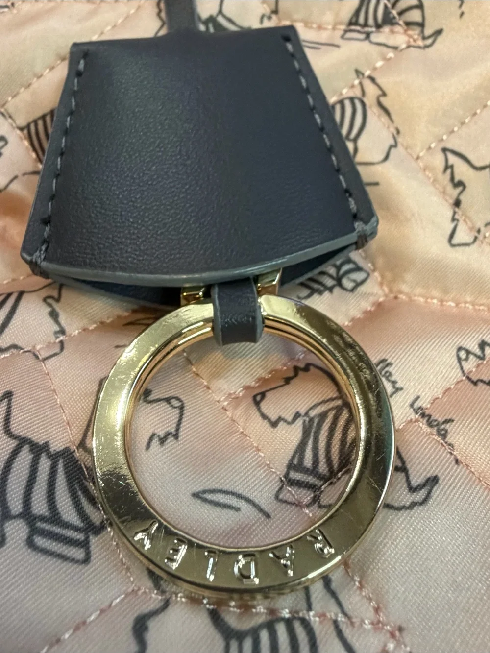 Radley London Designer Purse, Handbag, Pink Signature Dog Quilted Pattern